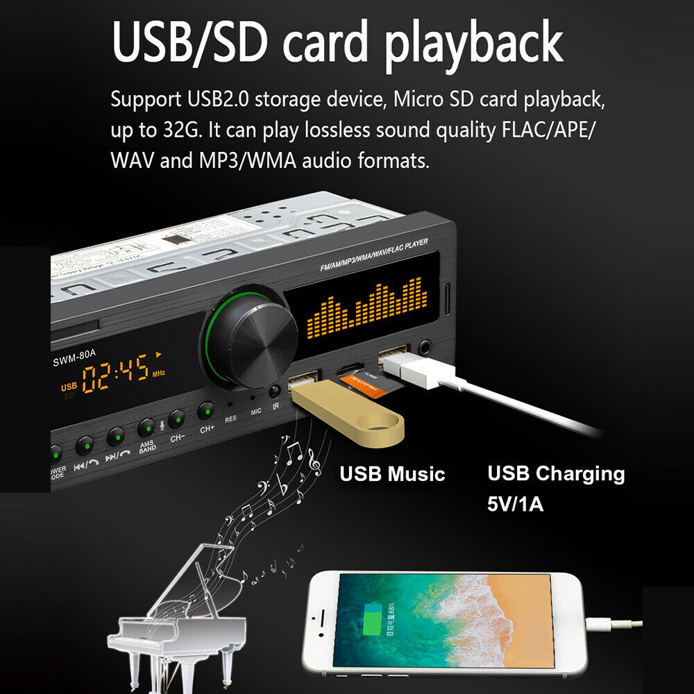 12V Car Radio Stereo USB SD AUX FM Radio with Remote Controller MP3 Audio Player
