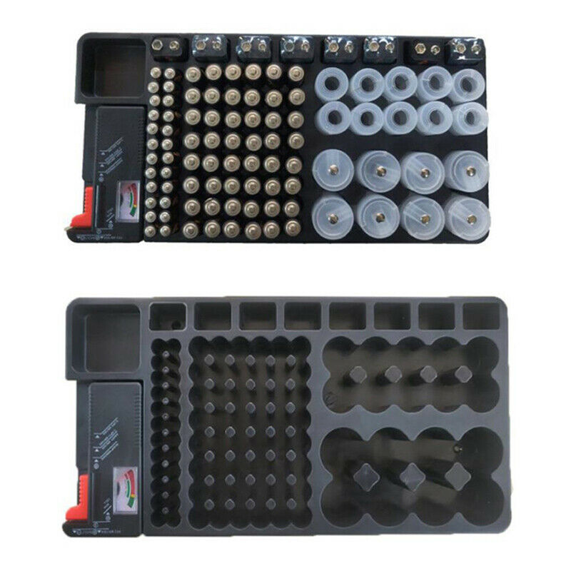 98 Grids Battery Storage Organizer Holder Tester Battery Caddy Rack Case Box FT