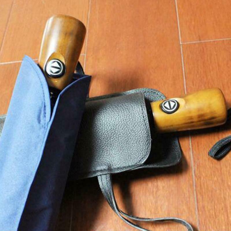 Black PU Leather Umbrella Cover Case Portable Waterproof Umbrella Storage Pocket