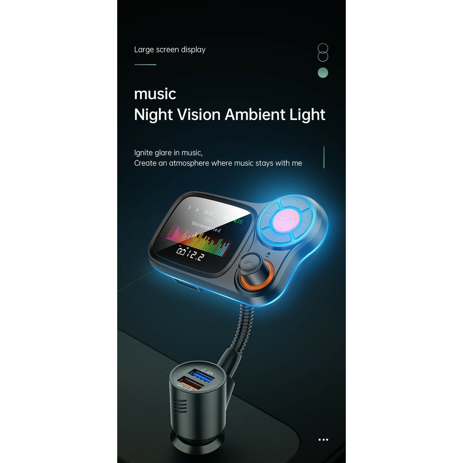 Wireless Bluetooth FM Transmitter Car MP3 Player AUX Audio Receiver QC3.0