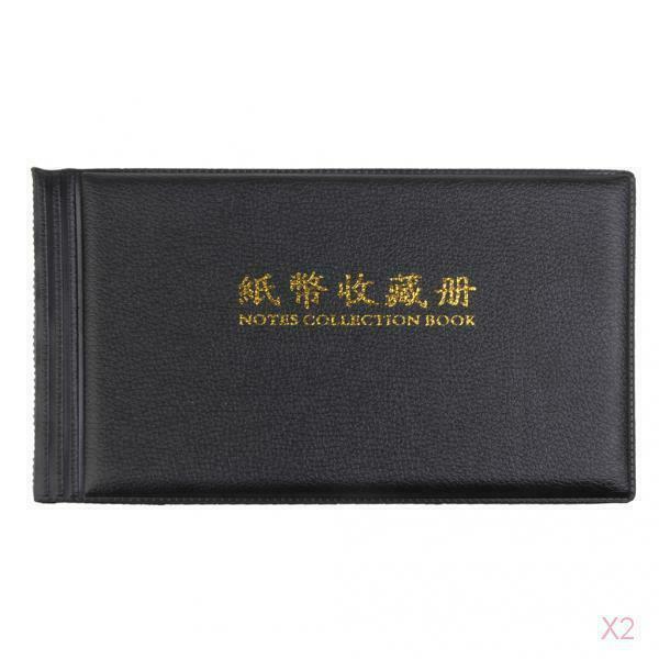 2 PCS Banknote Collecting Album Paper Money Protector Sleeves with PU Leather