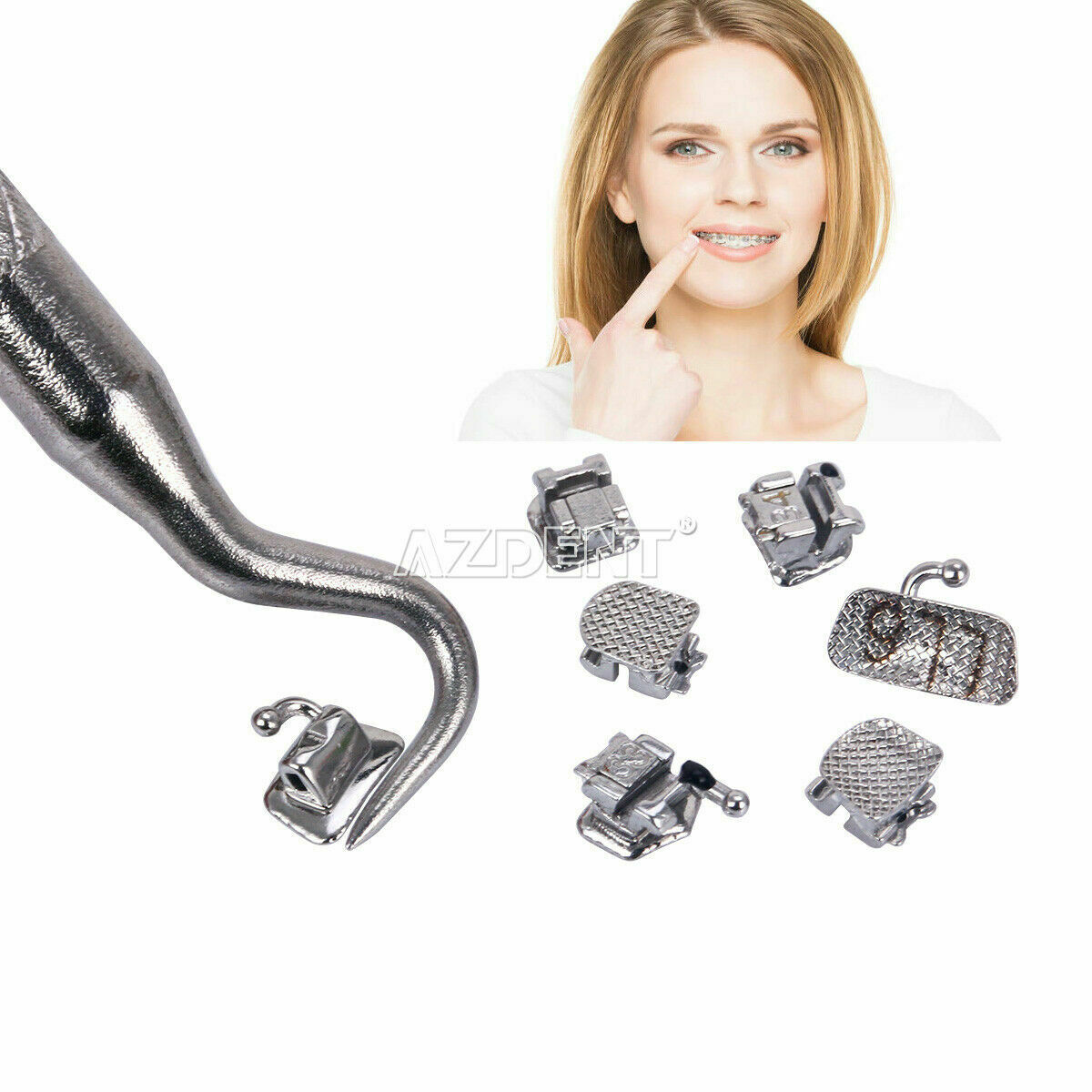 5 X Dental Orthodontic Self- ligating Brackets Braces Mini MBT 022 Hook 3 Metal