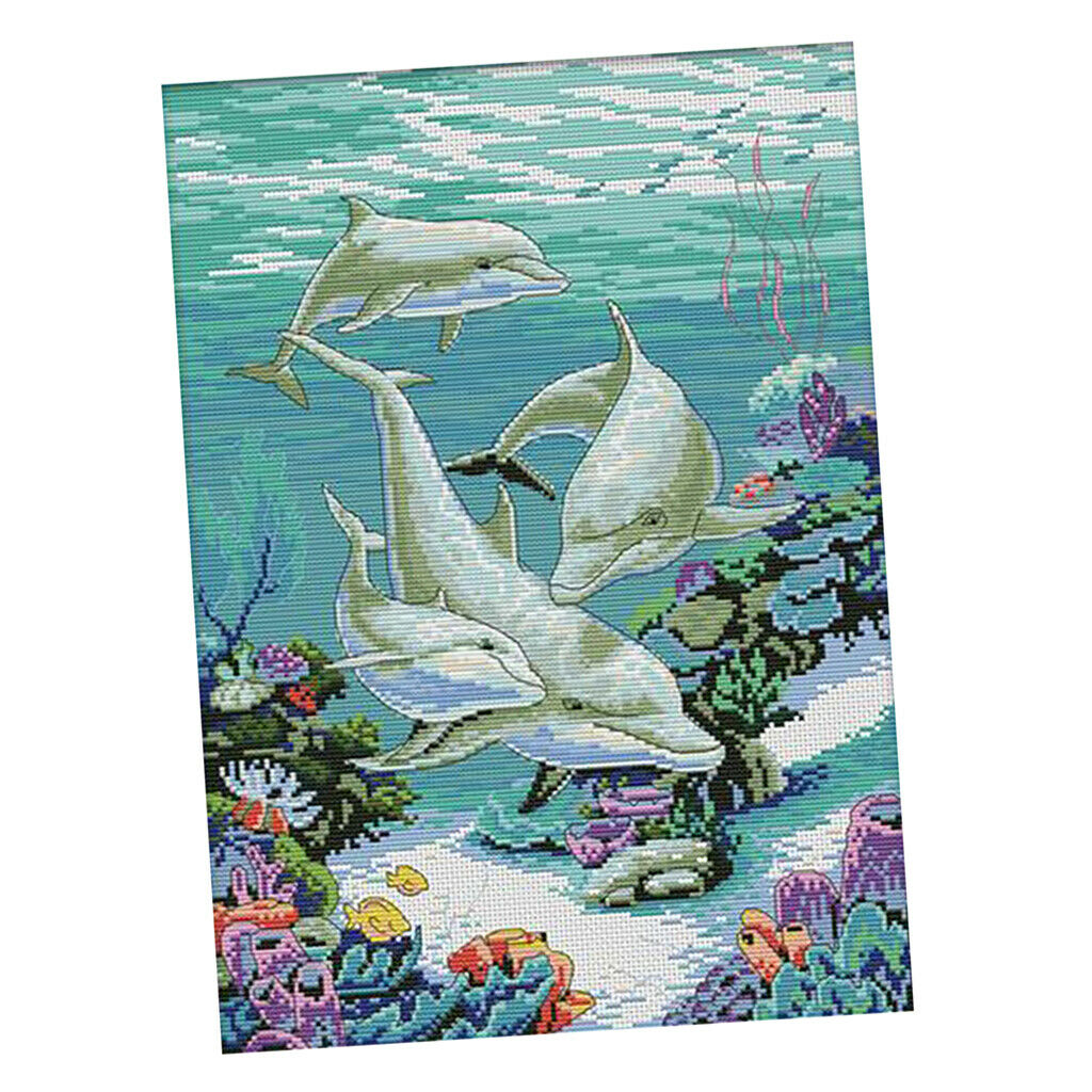 Cross Stitch Set DIY Handmade Needlework Counted Embroidery Kit 11CT Dolphin