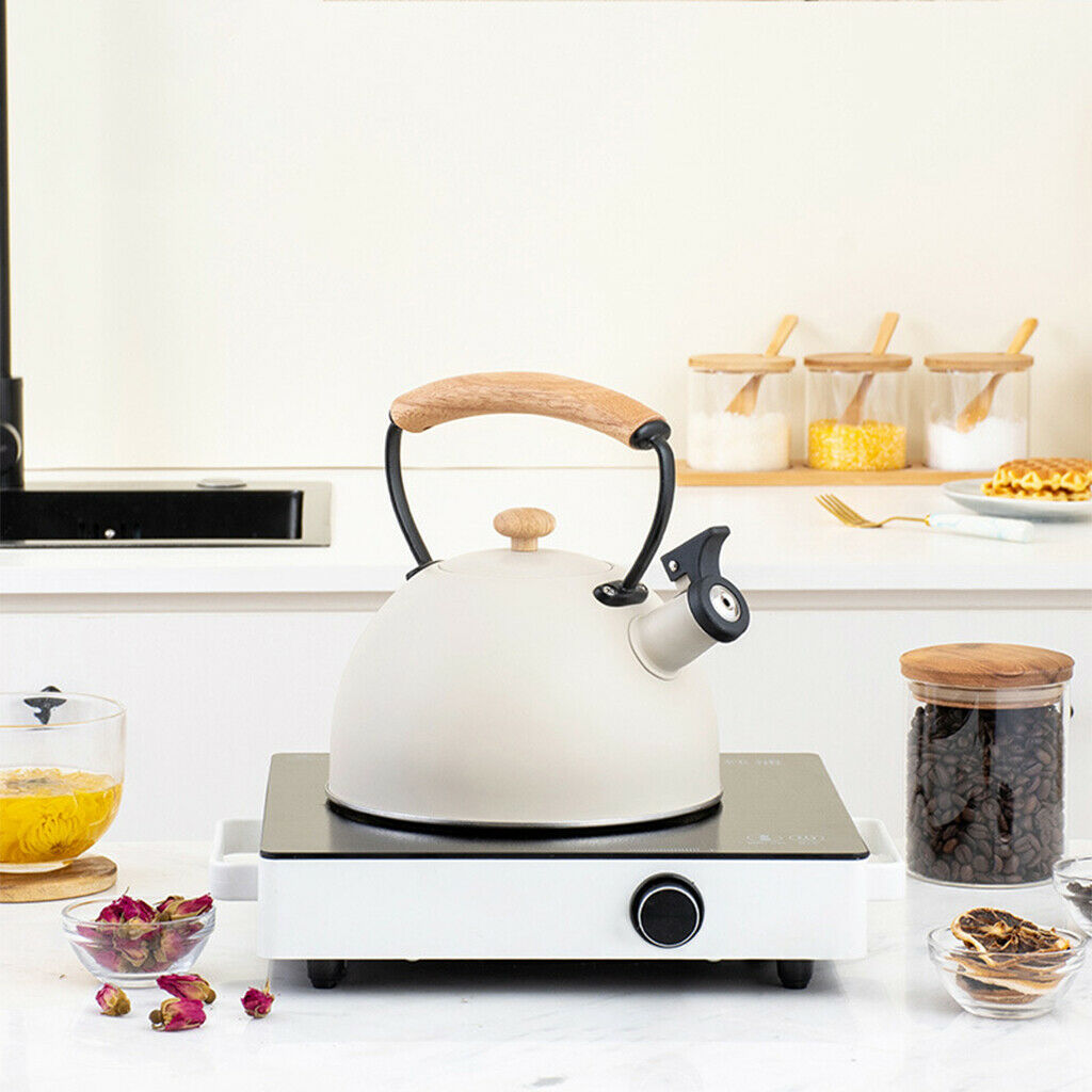 Stainless Steel Whistling Tea Kettle Tea Pot with Wooden Handle Teapot 2.8L