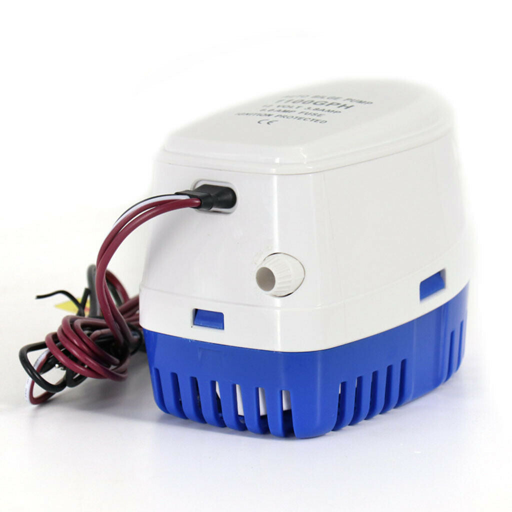 2x Automobile Bilge Water Pump Auto Motor for Boat Submersible White+Blue
