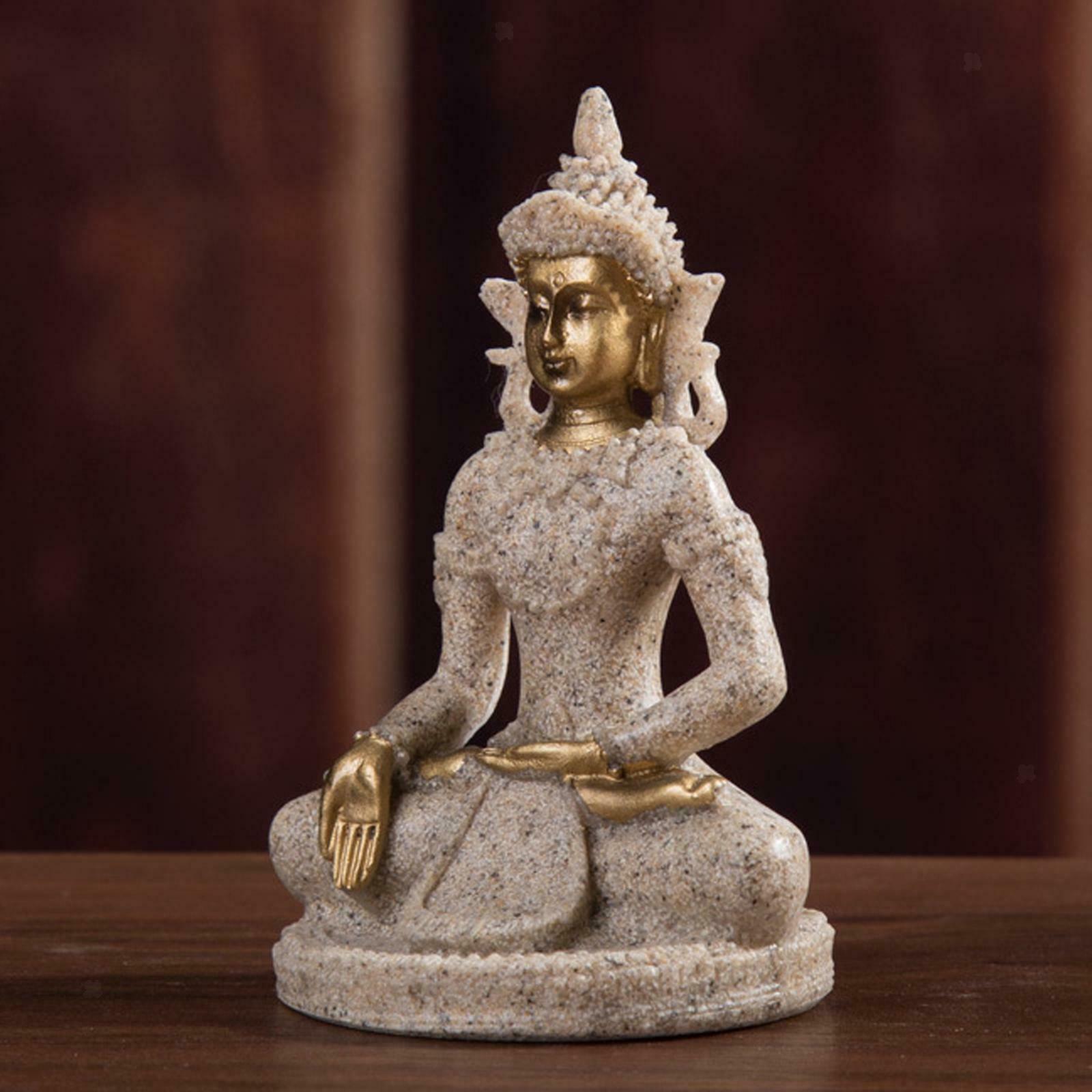 Buddha Statue in Meditation Pose Made with Natural Sandstone Bring Good Luck