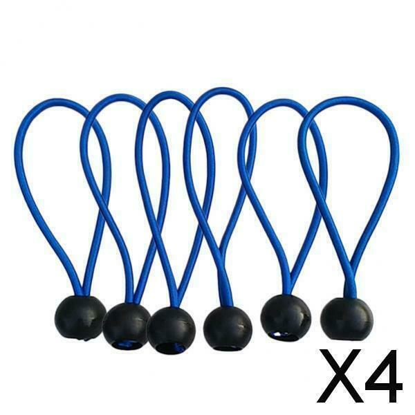 4X 6 Pieces Heavy Duty Bungee Ball Cord Tarp Tent Tie Down Tope Blue 4 inch