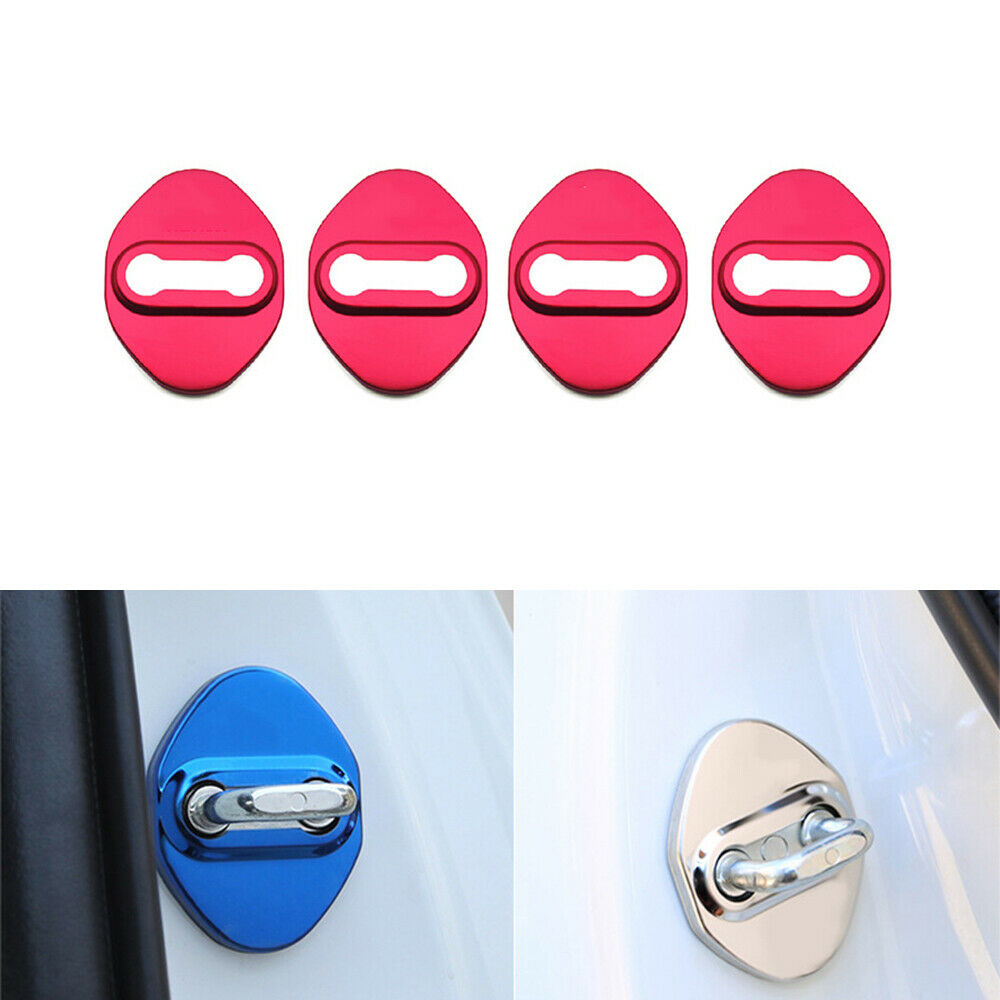 For Hyundai Door Lock Striker Cover Red Stainless Steel Door Lock Protector Trim