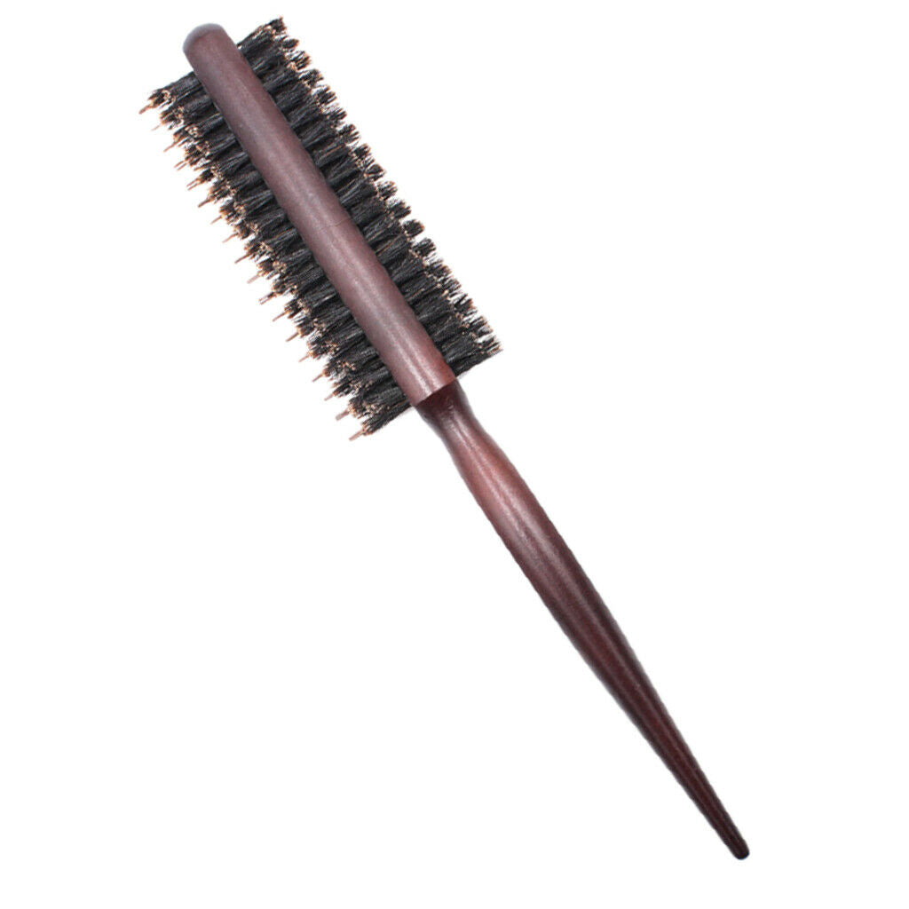 Three Row Rat Tail Teasing Hairbrush Volumizing Brush Comb w/ Wooden Handle