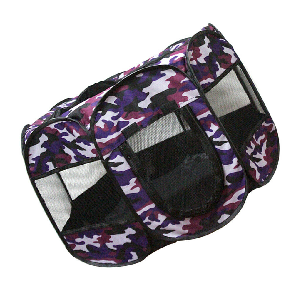 Pet Portable Foldable Kennel Dogs Cat Outdoor Cage Travel Carrier Purple+Red