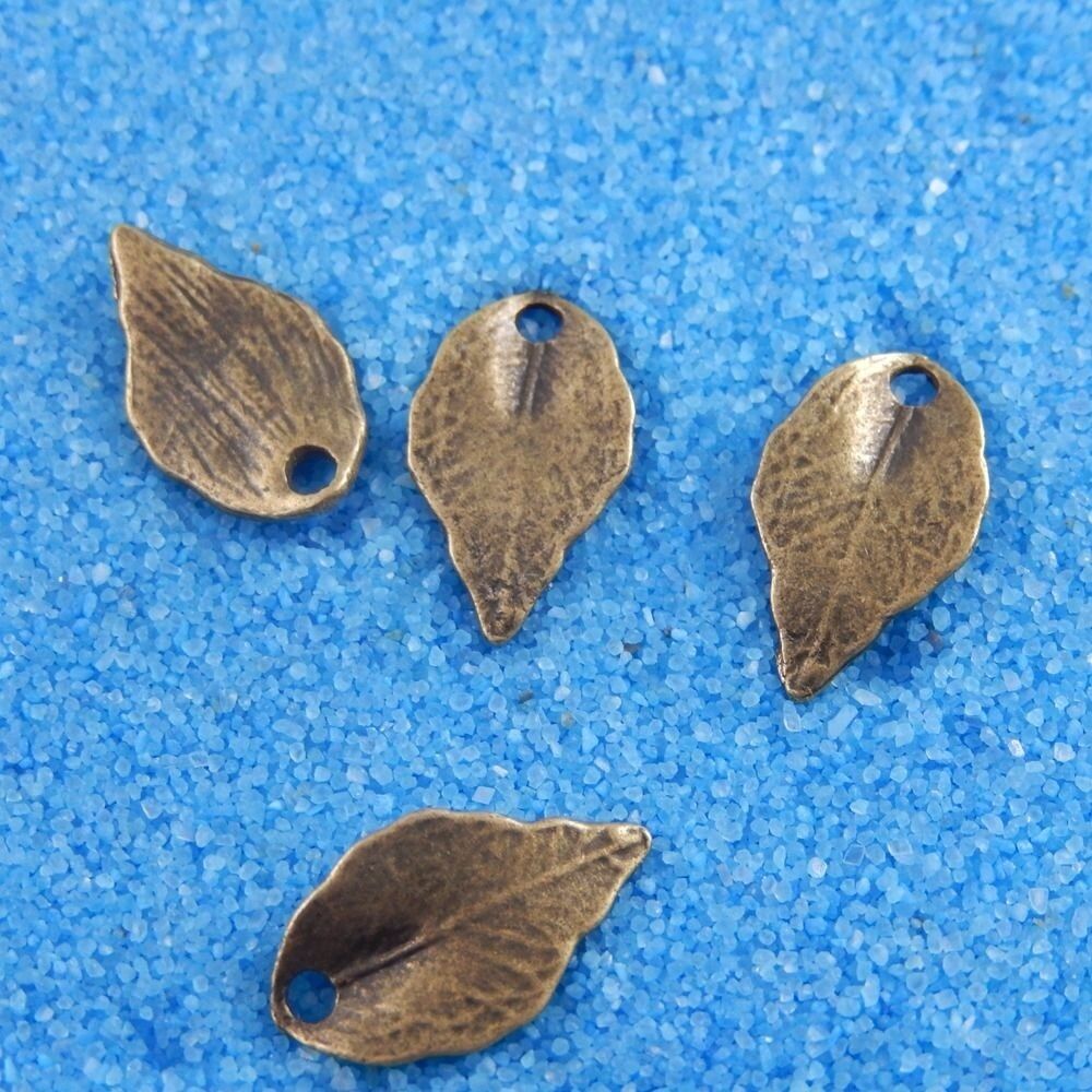 15x9mm Antiqued Bronze Alloy Leaf Craft Charm Pendant Findings Handmade 100 pcs