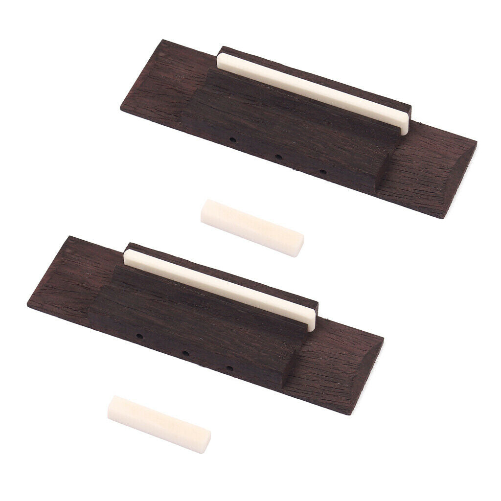 2 Pieces Rosewood Bridge With Bone Saddle and nut for 3 String CIGAR Guitar
