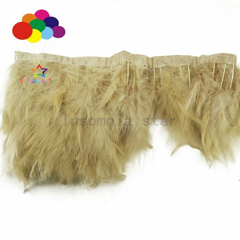 2 Meters khaki Turkey Feathers Fringe Feather Trim For Dresses Clothing Sewing