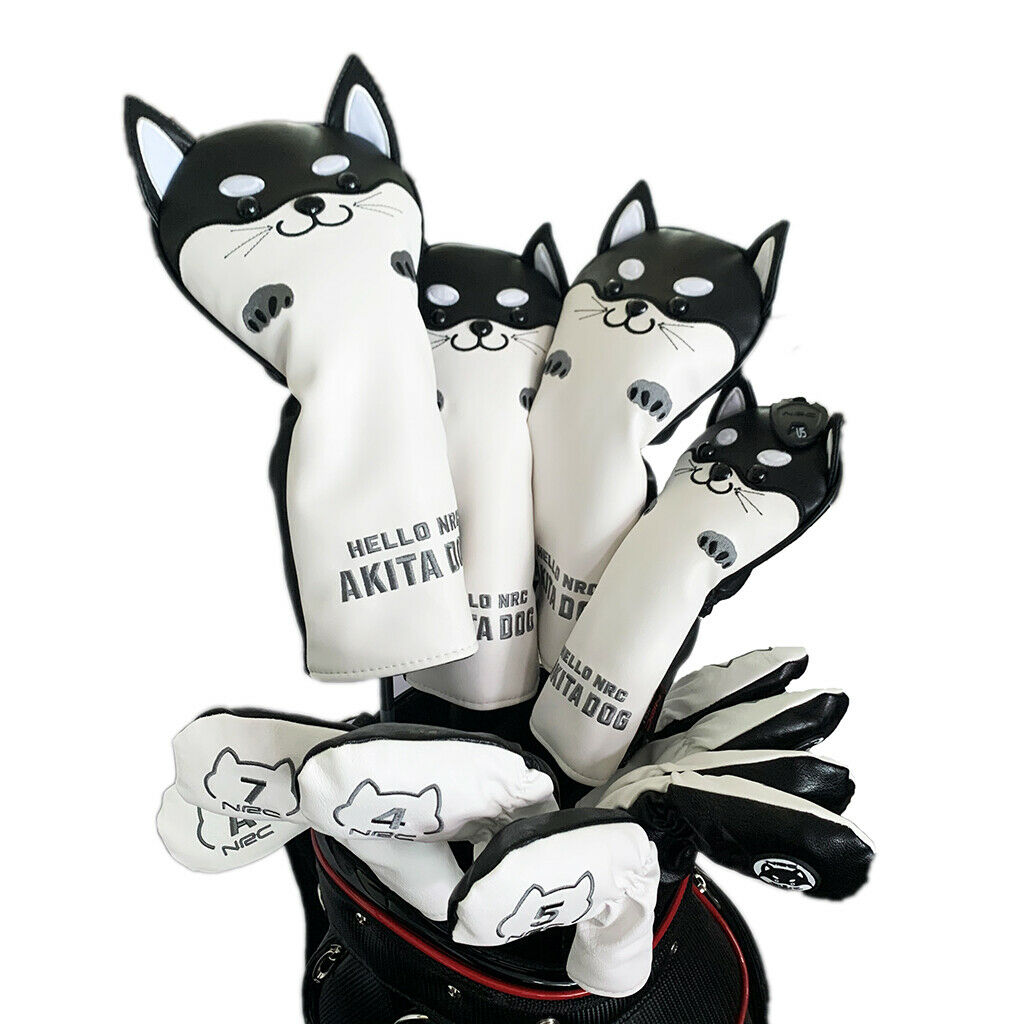 9 Beautiful Dogs Design Synthetic Leather Golf Iron Head Covers