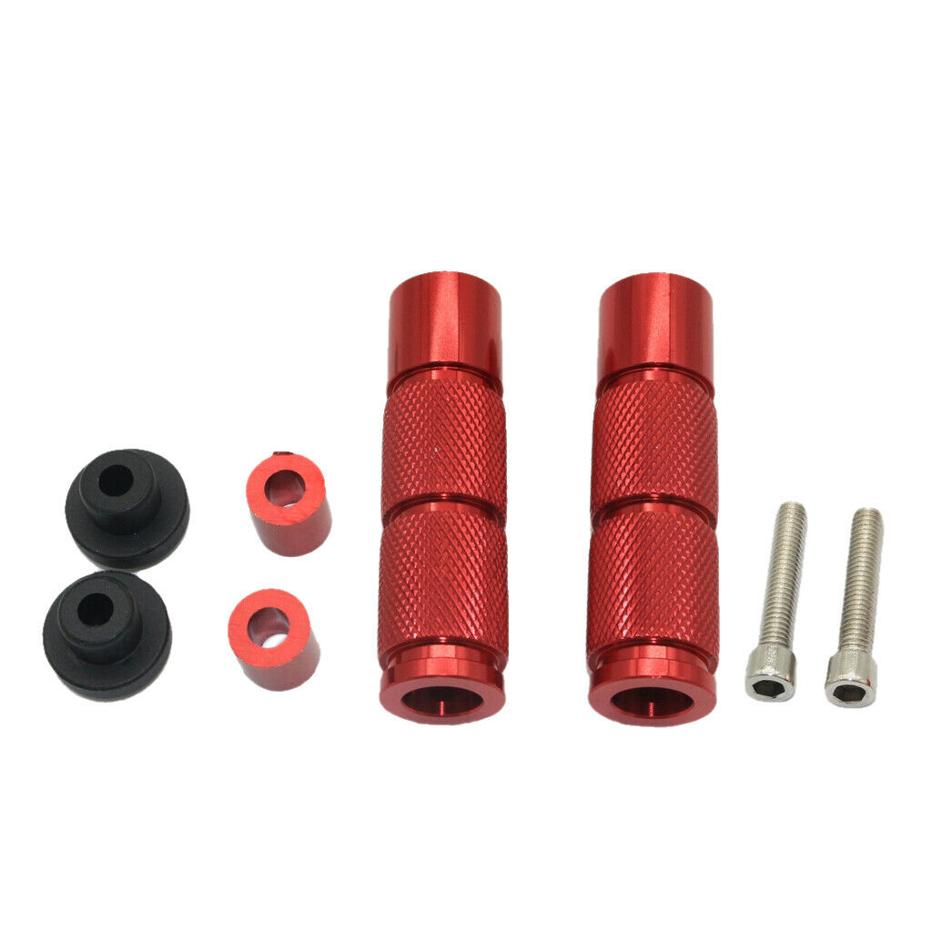 2 Pairs CNC Anti-skid Footrests Foot Pegs for Motorcycle (Red & Black)