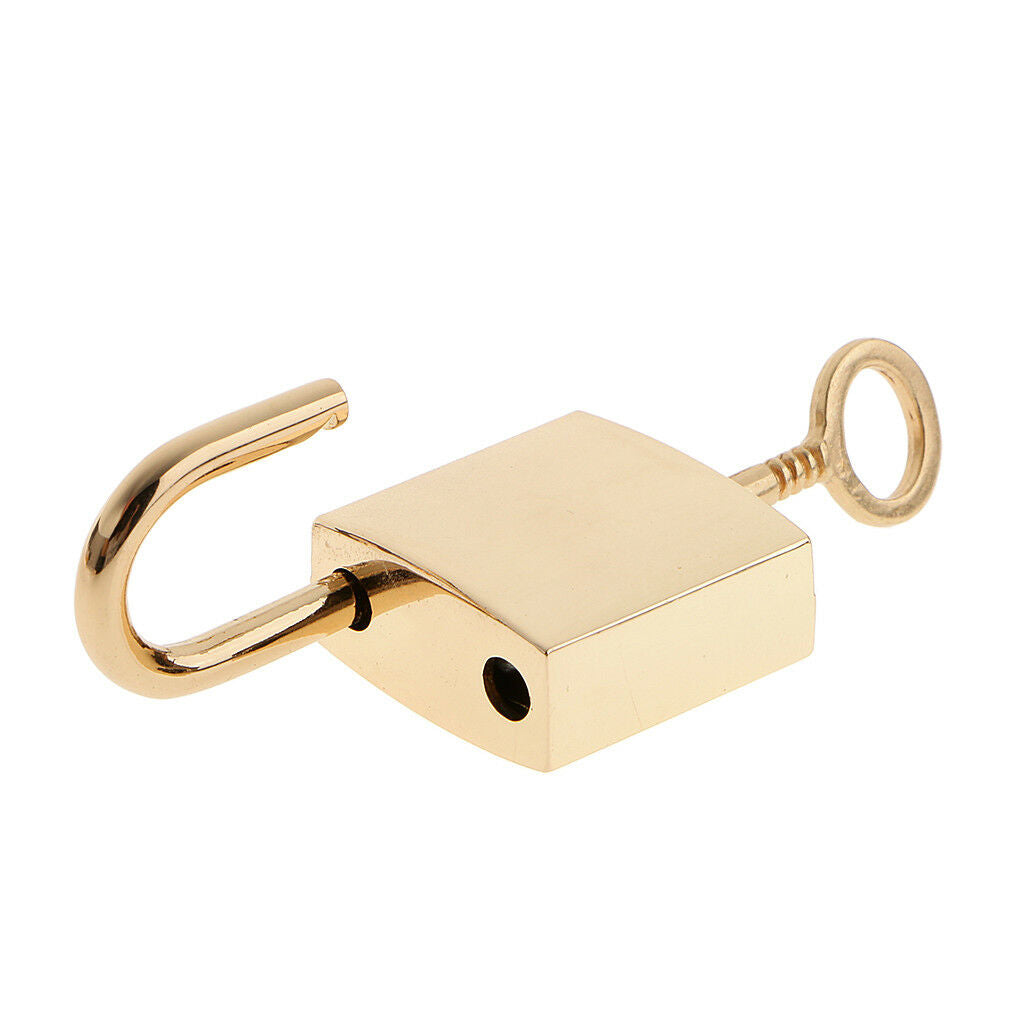 Lot of 3 Mini Square Padlock Tiny Luggage Bag Jewlery Box Lock Keys Golden