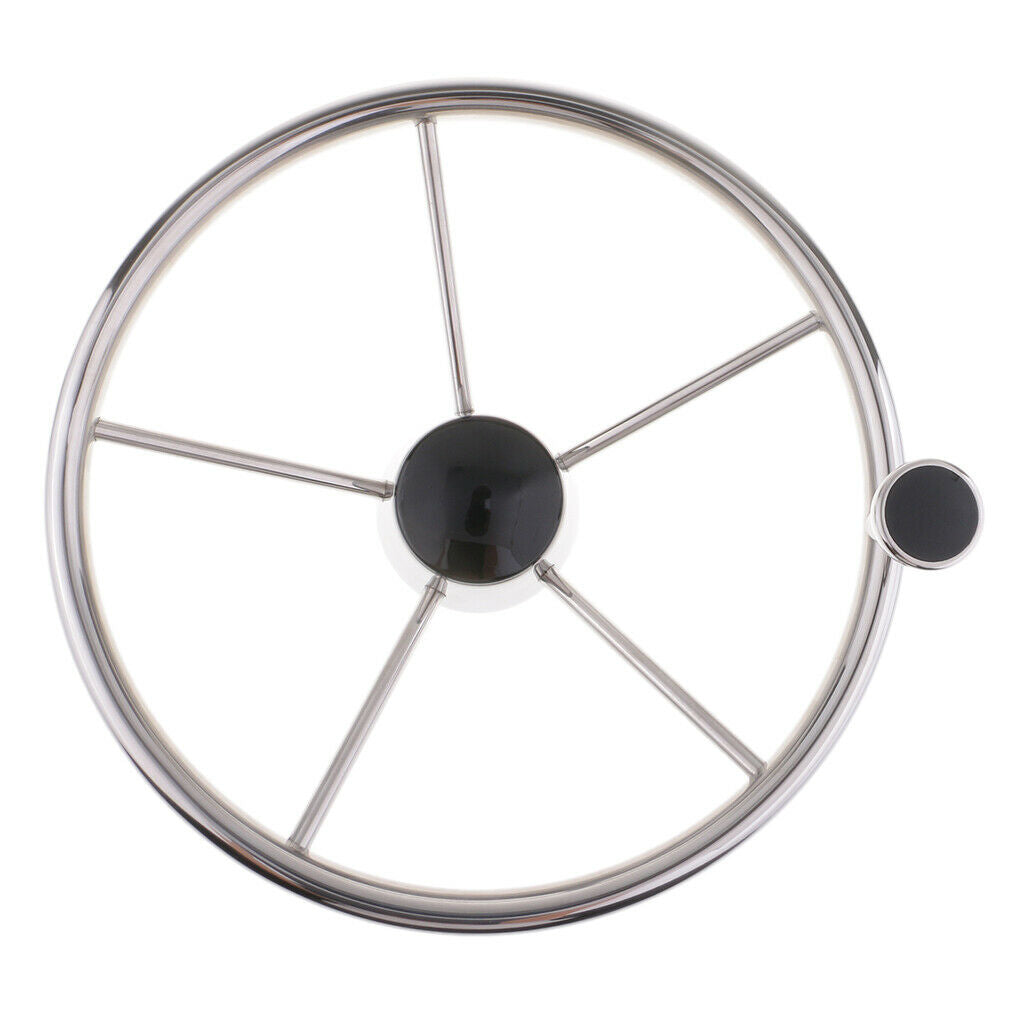 13-1/2 Inch Stainless Boat Marine 5 Spoke  Steering Wheel with Knob