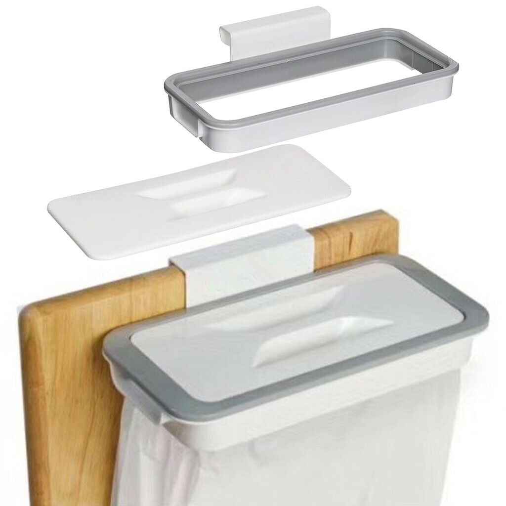 Garbage Cupboard Bag Holder Trash Storage Bag Hanger Organzier w/ Sealed Lid