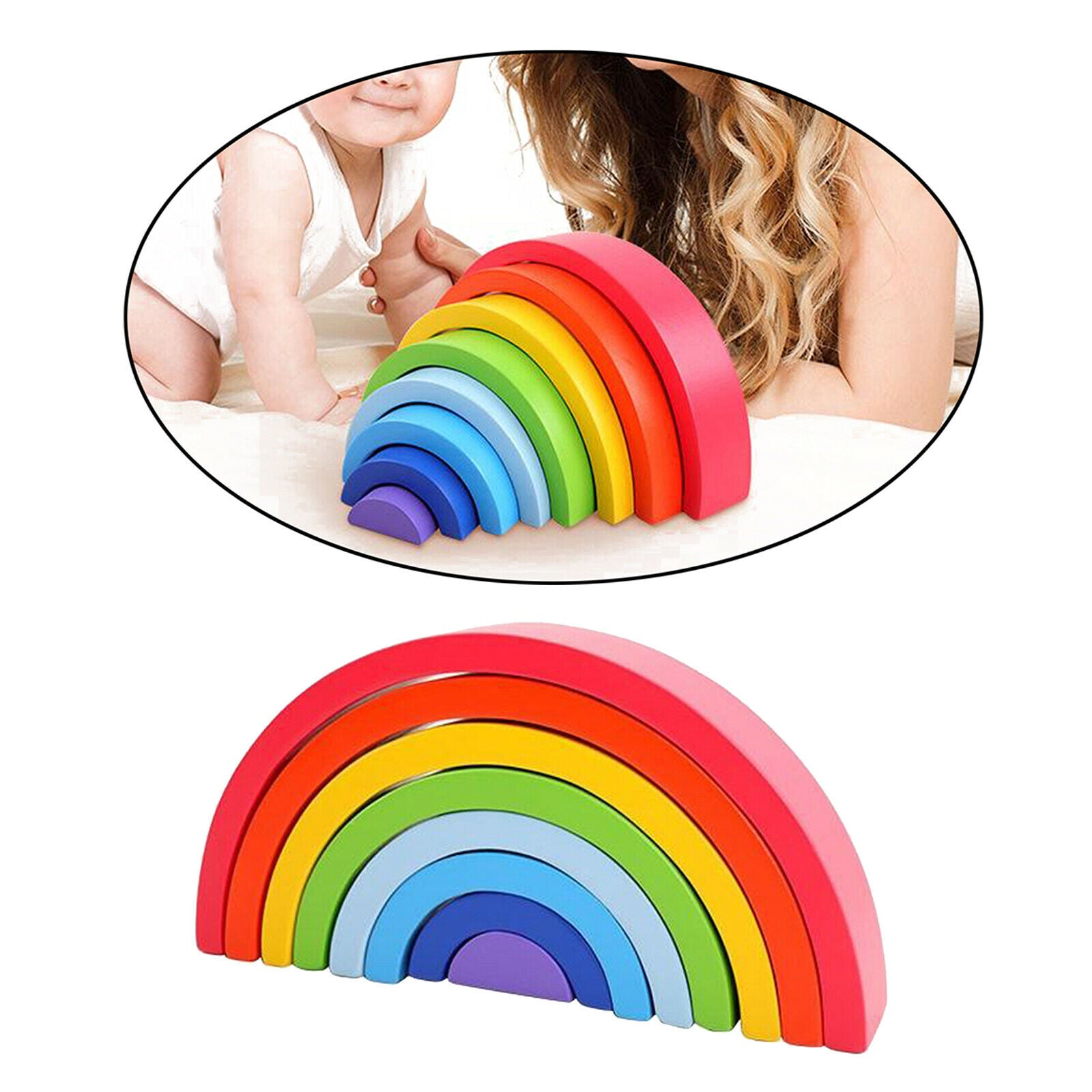 8pcs Rainbow Arched Building Stacking Blocks DIY Puzzle Handcrafted Toys Fun