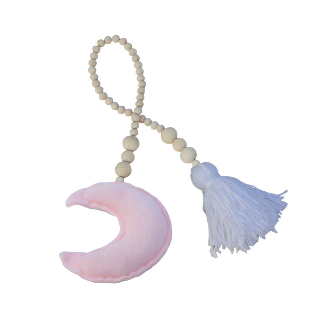 Wooden Tassel Pendant Bed Net Tieback Wall Ornament Pink Moon