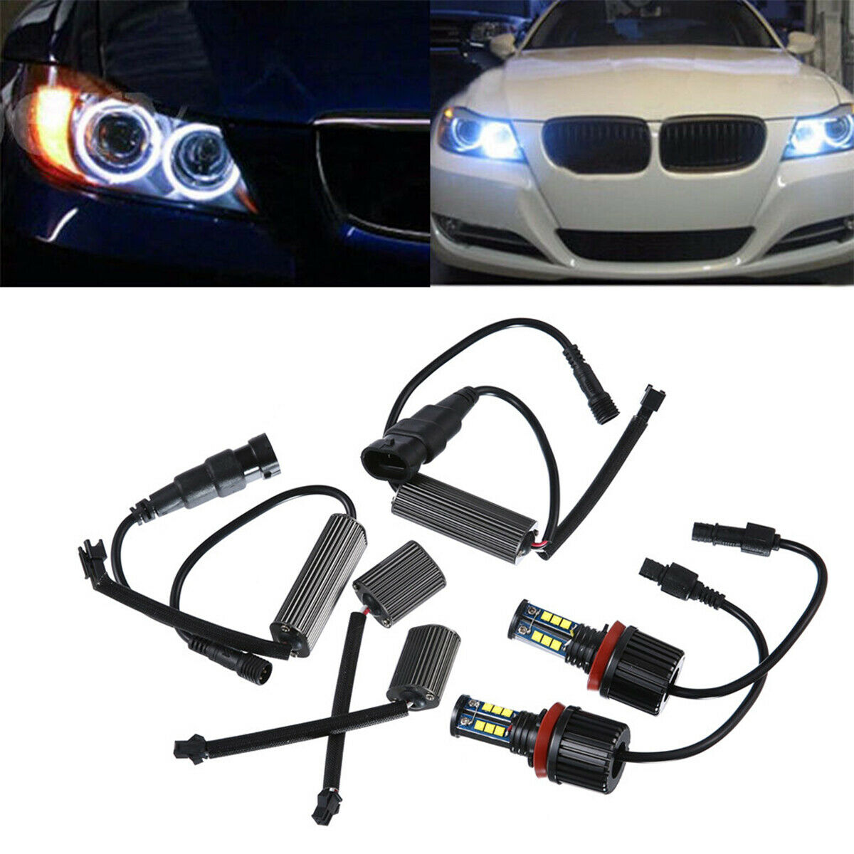 2x H8 LED Angel Eye Halo Ring Marker lighting Bulb for BMW 1 3 5 X Series 120w