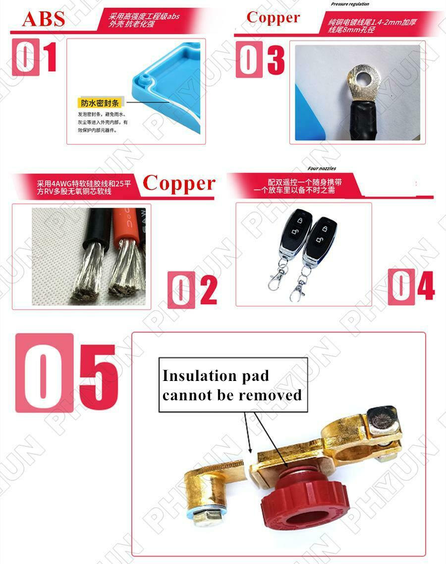 Car SUV Integrated Battery Cut Off Isolator Master Switches + Remote Control 12V