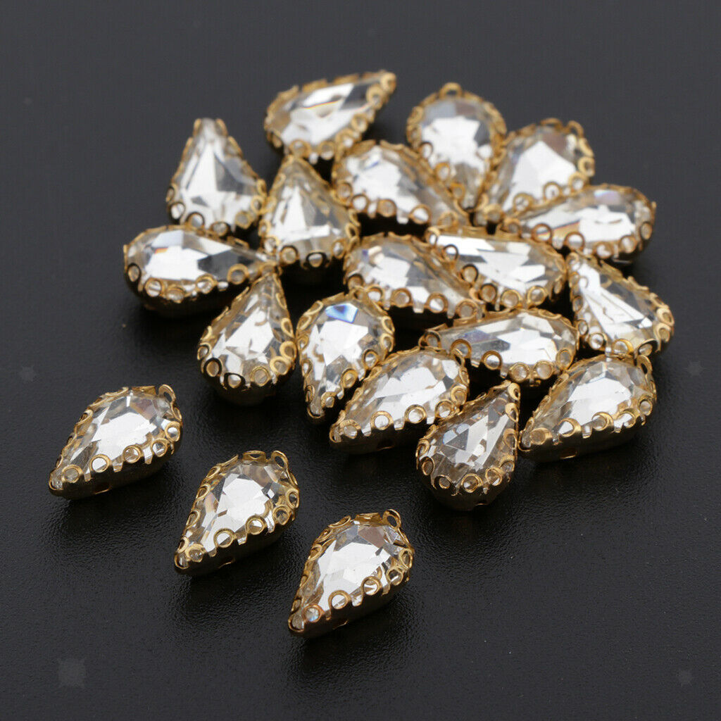 20pcs Loose Flatback Rhinestone Beads Buttons Crystal Trim Wedding Decor DIY