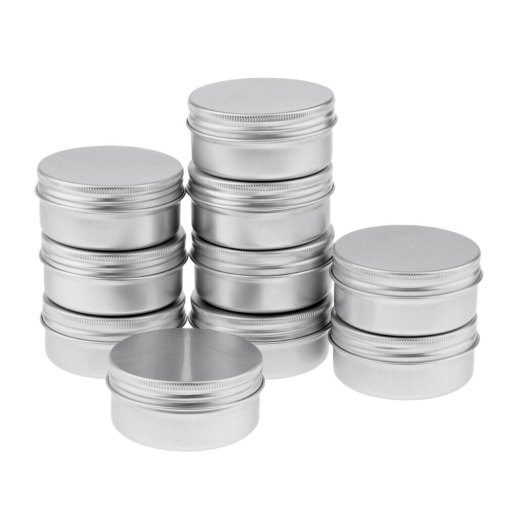 10Pcs 50ml Empty Round Aluminum Cosmetic Lip Balm Salves Containers Jars Tin