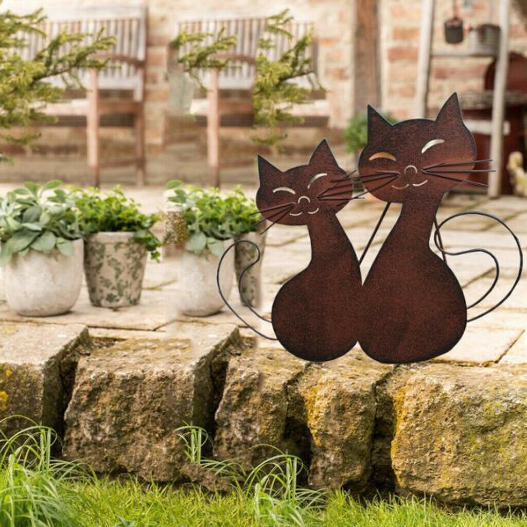 Iron Art Cat Metal Sculpture Spring Handicraft Crafting Furnishing Craft for
