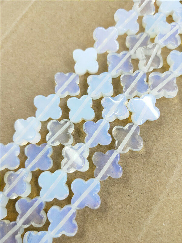 1 Strand 14x4mm White Opal Clovers Spacer Loose Beads Jewelry Making 15.5" HH188