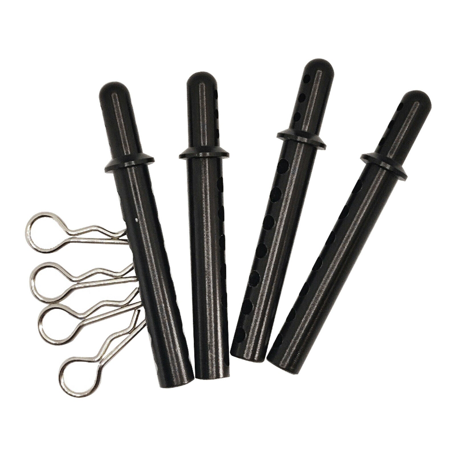 Aluminum Body Post Mounts With R-Clip Pins For 1:10 1: 8 RC Car Black