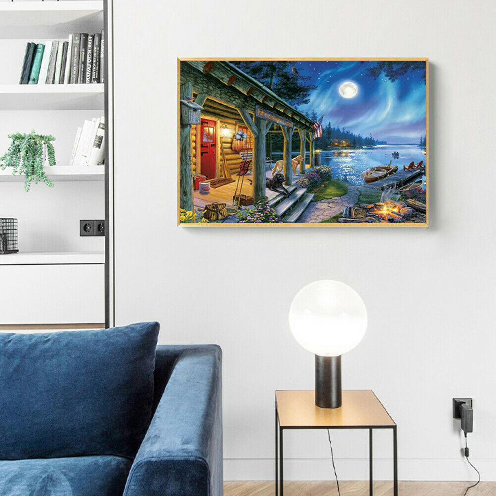 DIY Full Square Drill Diamond Painting Moon Night Cross Stitch Embroidery  @