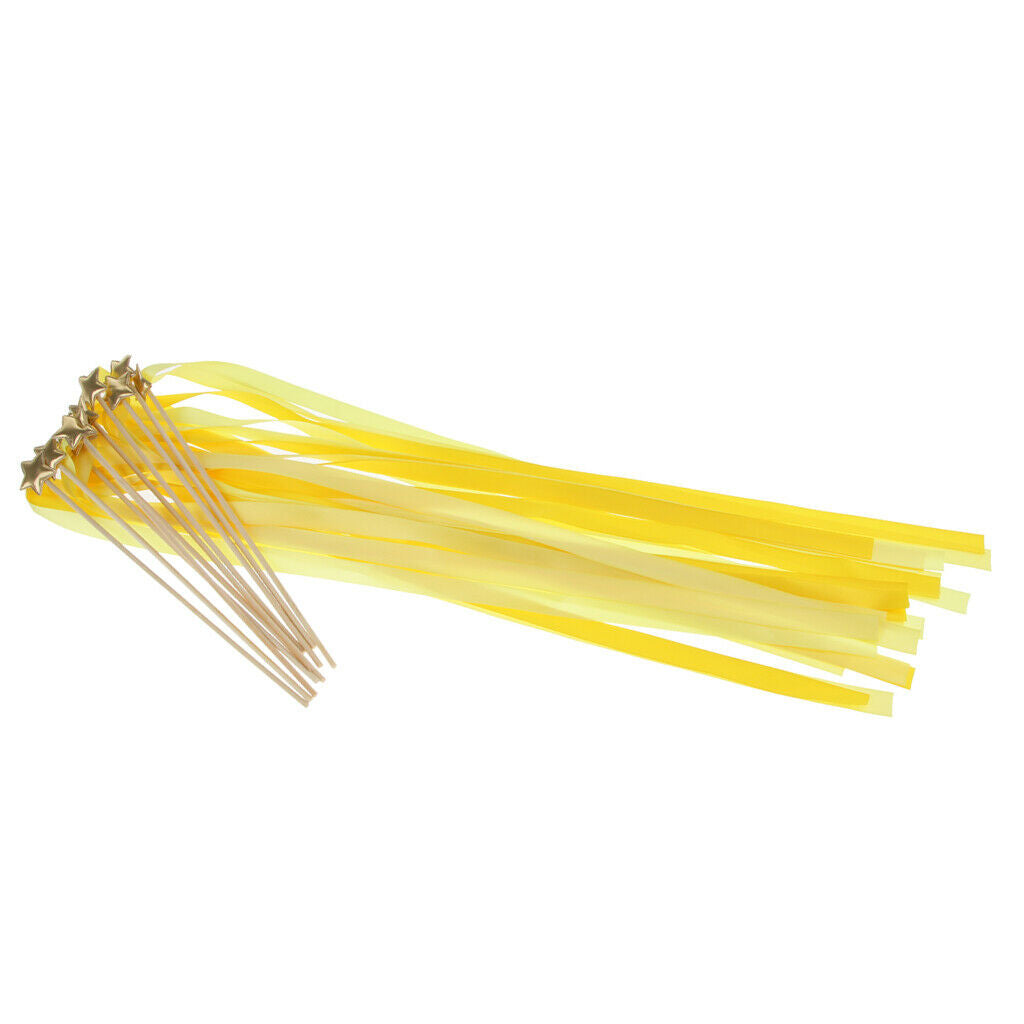 10 Pieces Star Silk Ribbon Wands Fairy Stick with Bells Wedding Decor A9