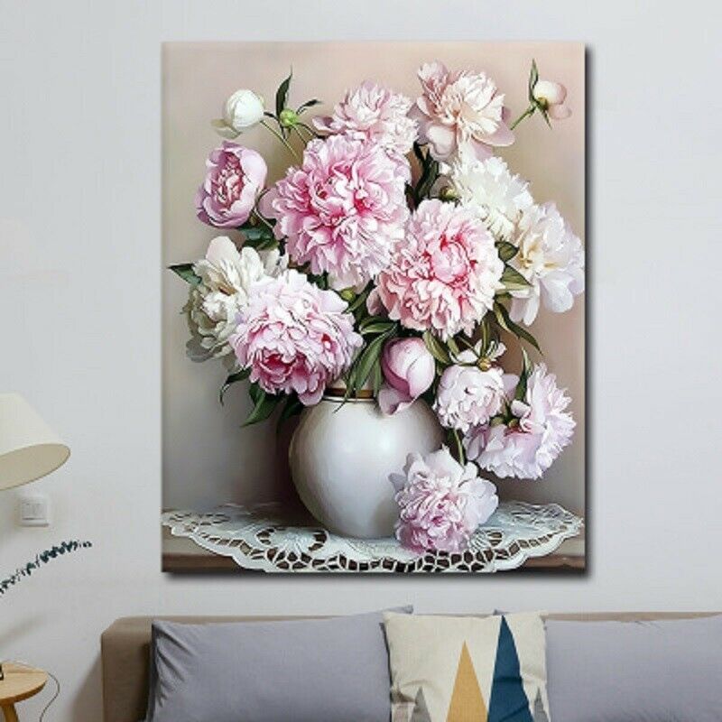 Peony Diy Digital Oil Painting For Adults Kids Beautiful Scenery Abstract Canvas