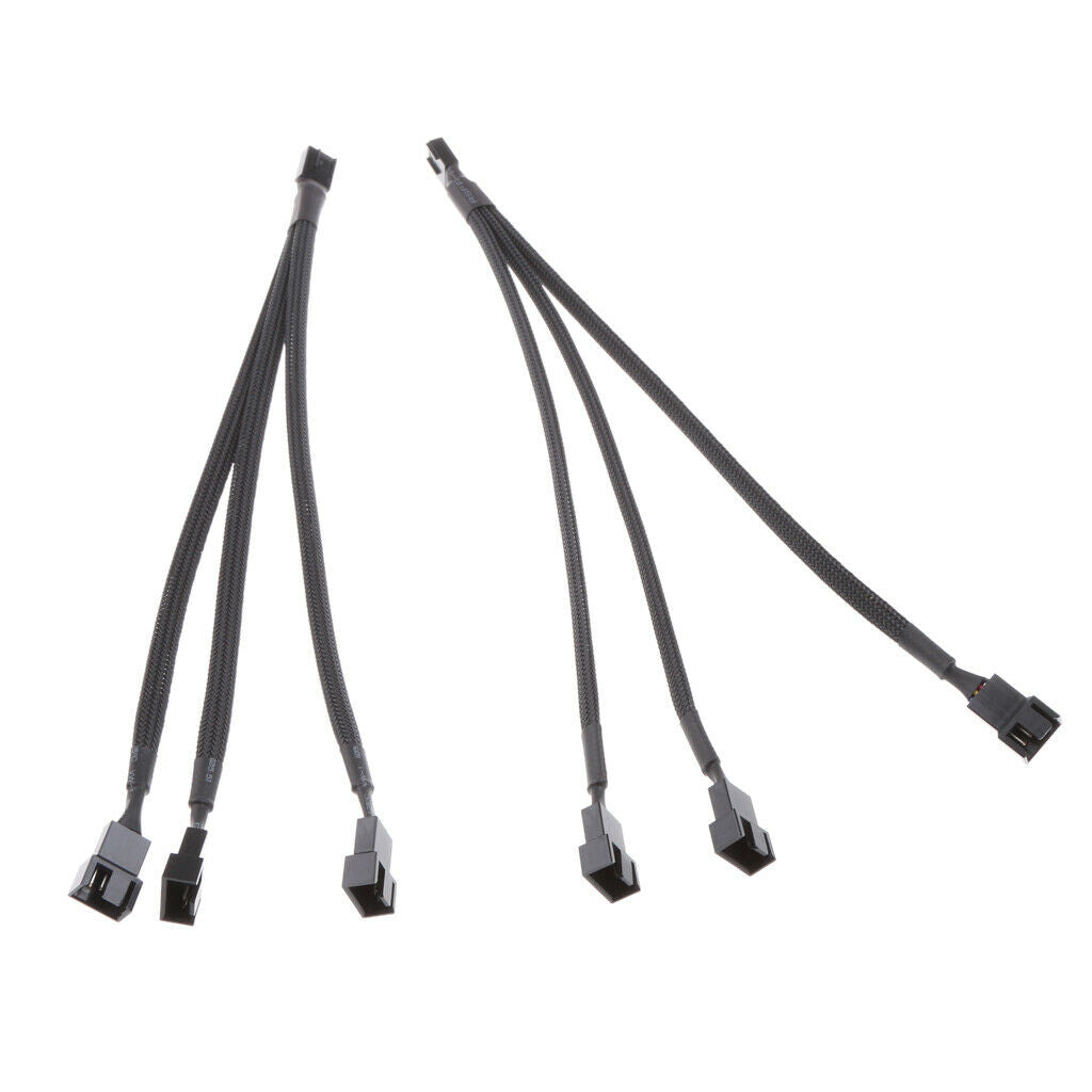2pcs 4Pin PWM to 3x 3pin/4Pin Fan Splitter Power Cable Line Sleeved Braided