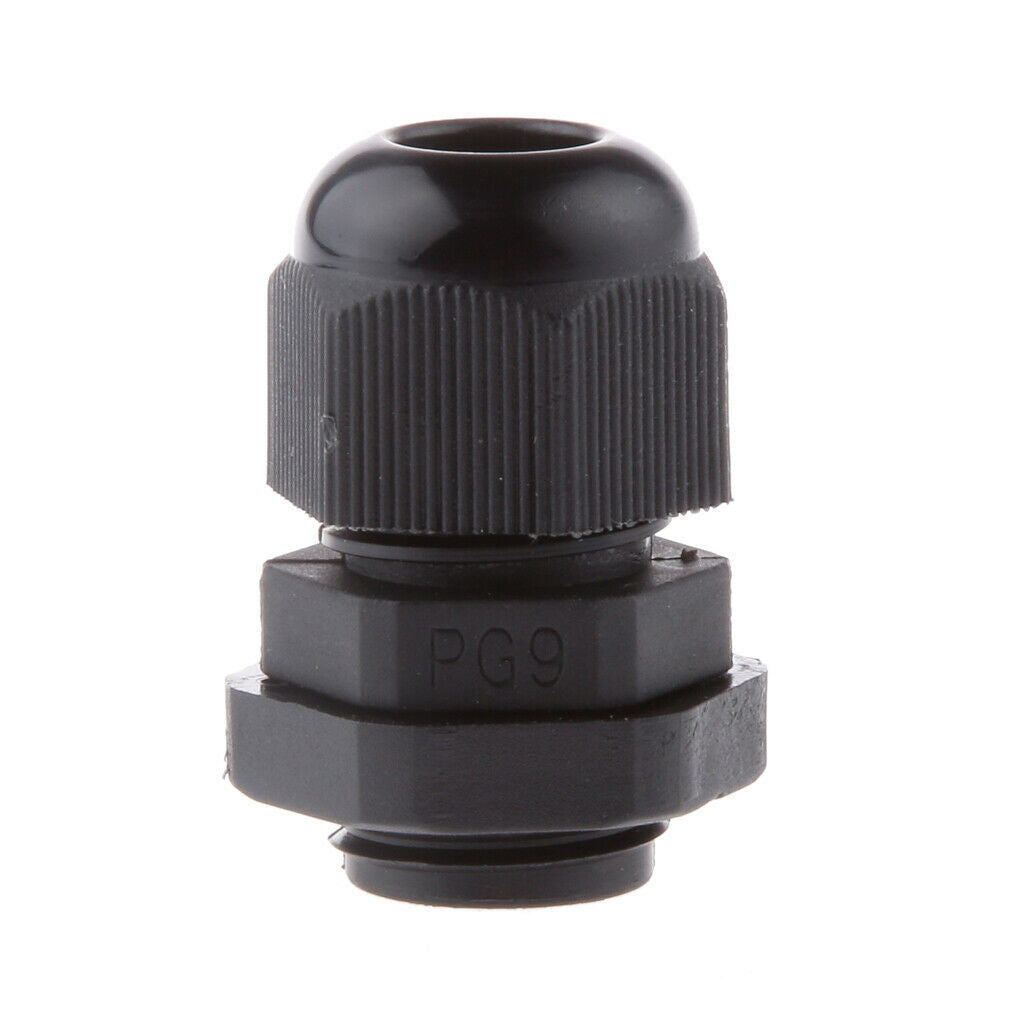 10PCS PG9 Black Plastic IP68 Waterproof Cable Gland Connector 4-8mm