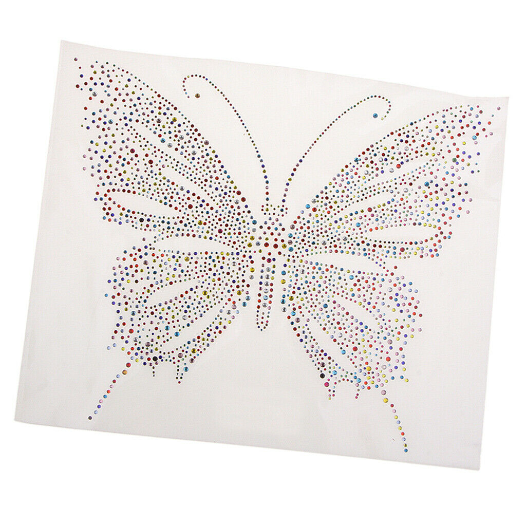 Sparkling 2pcs Rhinestone Diamante Transfer Iron on Motif Applique Patch DIY