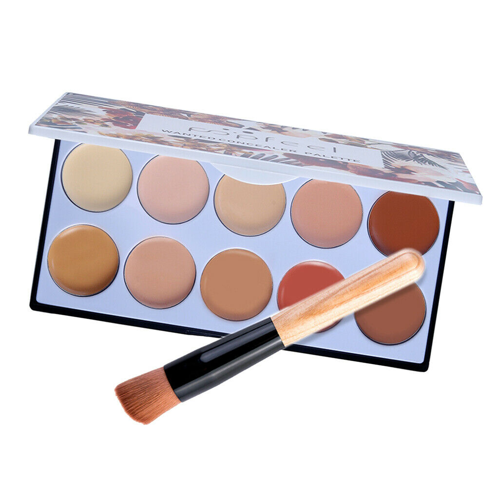 10 Colors Smooth Concealer Makeup Base For Blemish Spots Dark Circles With Brush