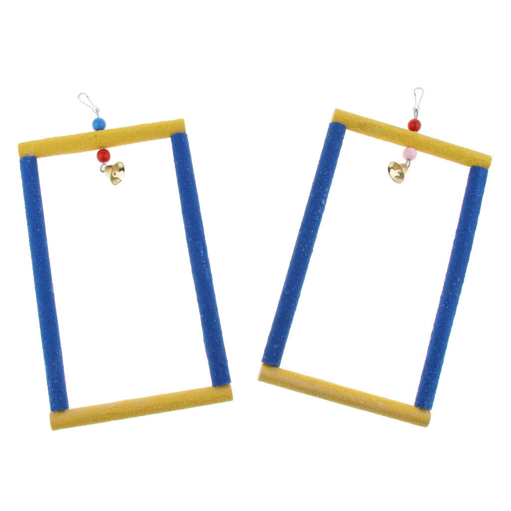 2x Pet Bird Cage Hanging Parrot Parakeet Stand Wood Swing Perch Ladder Sandy