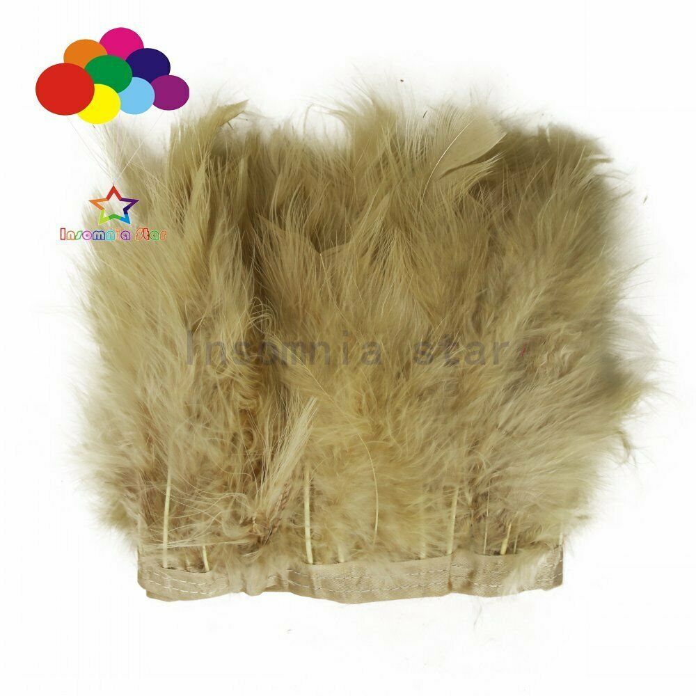 2 Meters khaki Turkey Feathers Fringe Feather Trim For Dresses Clothing Sewing