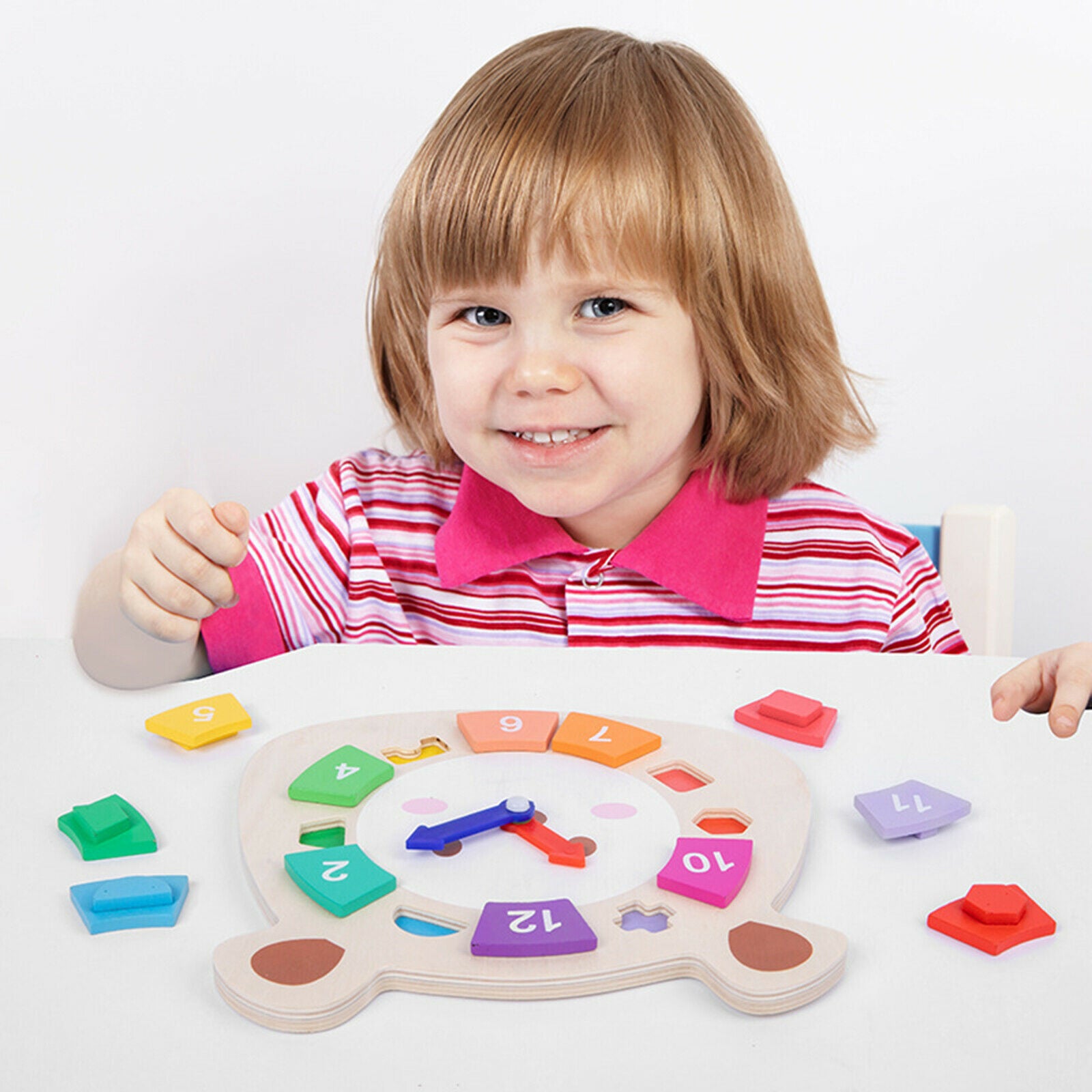 Montessori Wooden Jigsaw Clock Puzzle Toys Thinking Baby Early Shape Sorting