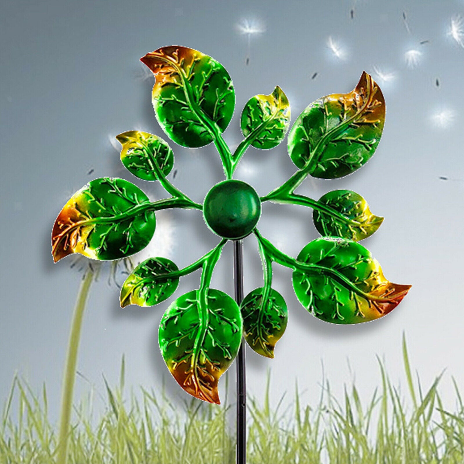 Plant Windmill Stake Stick Metal Garden Landscape Backyard Ornaments Arts
