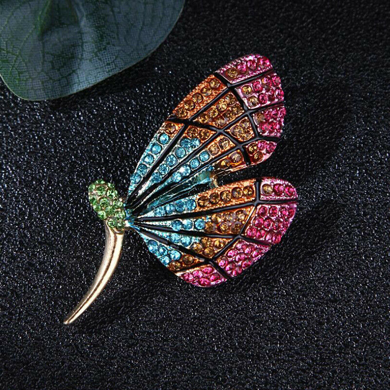 Retro Rhinestone Butterfly Insect Brooch Lapel Scarf Pin Women Luxury Jew.l8
