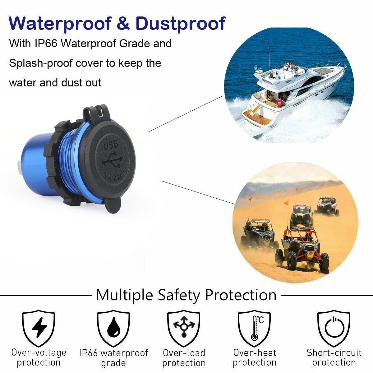 QC3.0 12V/24 Dual USB Car Truck Socket Charger LED Digital Voltmete Waterproof T
