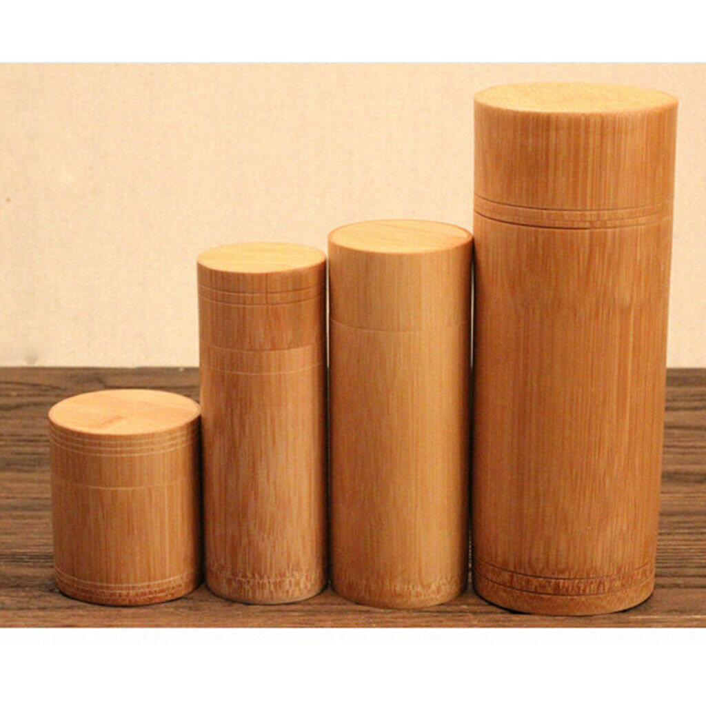 2 Pieces Round Box Bamboo Tea Box Storage Box