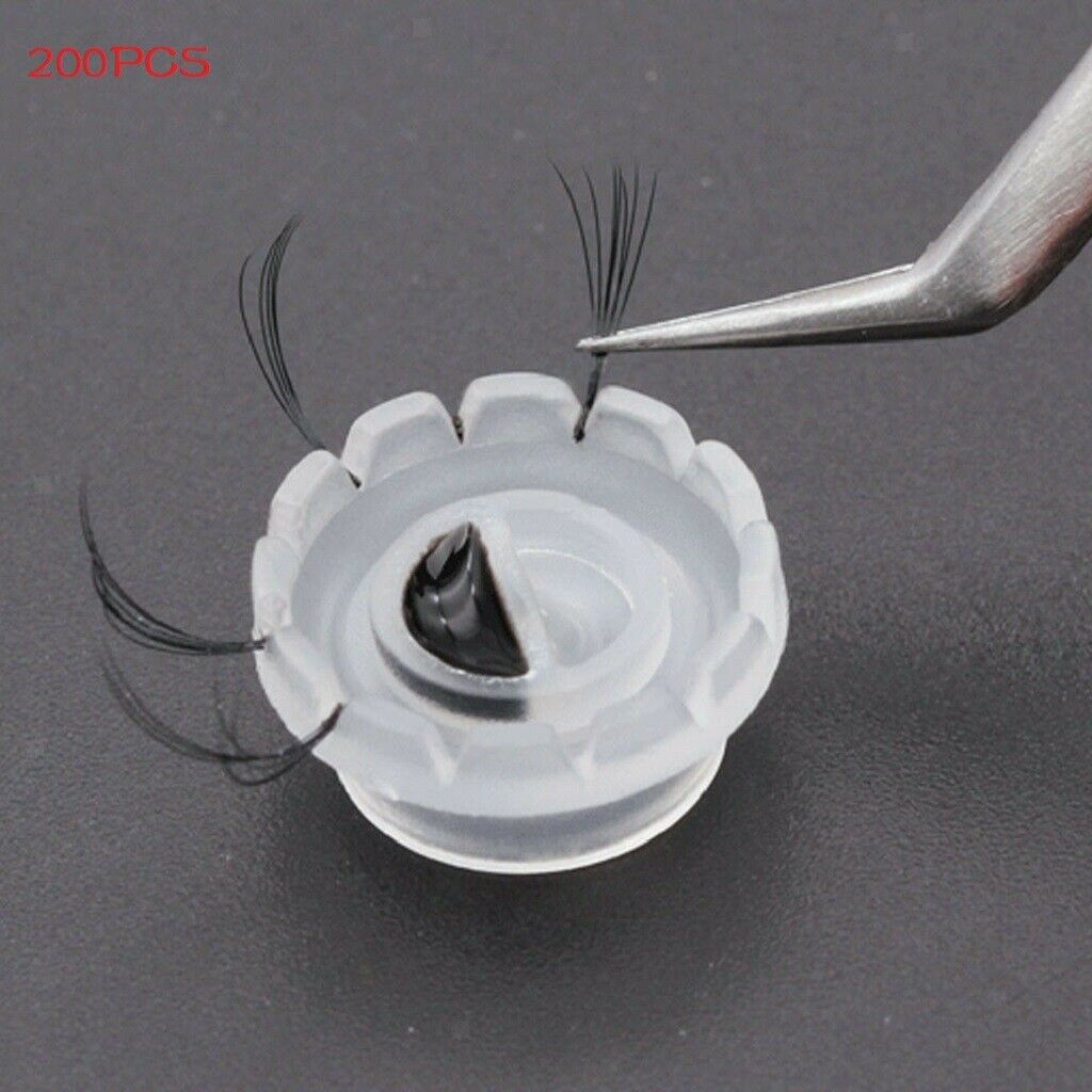 200 lot Plastic Eyelash Glue Holder Eye Lashes Blossom Volume Fans Cups 15mm