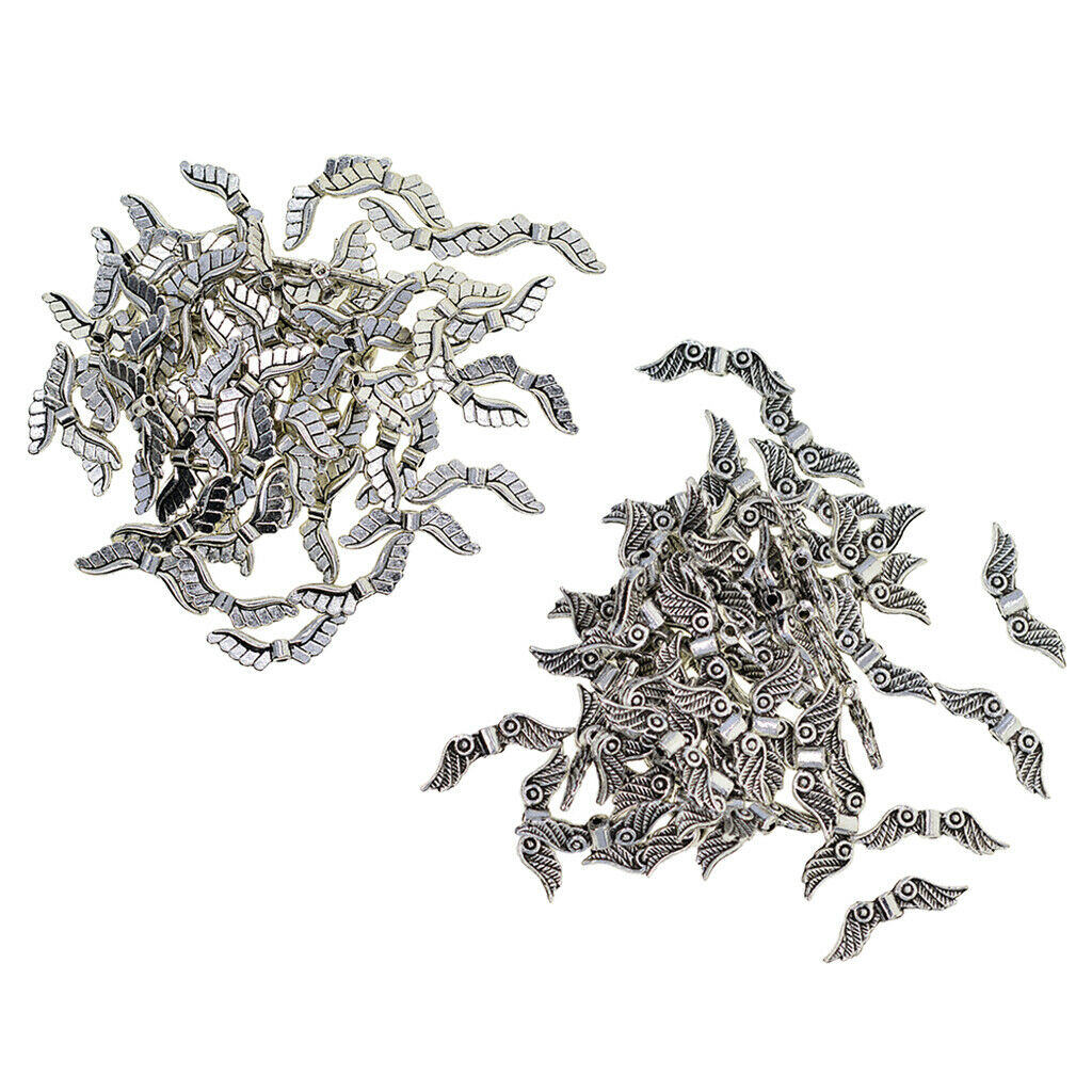 100pcs 23x8mm Angel Wings Charm Pendant Beads Jewelry Necklace