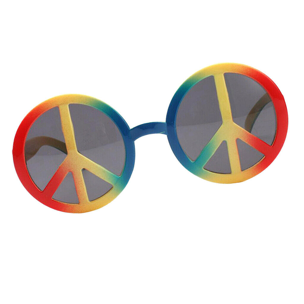 Retro Unisex Rainbow World Peace Sign Sunglasses Kids Adults Holiday Party Fancy