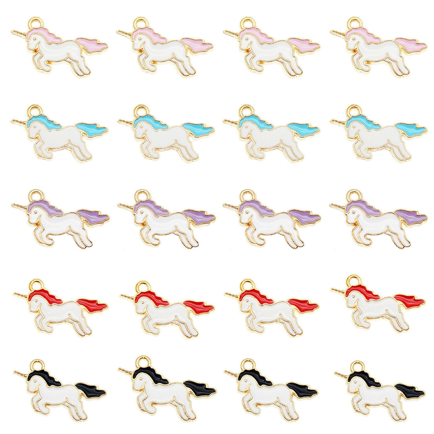 16PCS Enamel Mixed Lots 21x14mm Unicorn Pendant Charms for Bracelet Necklace