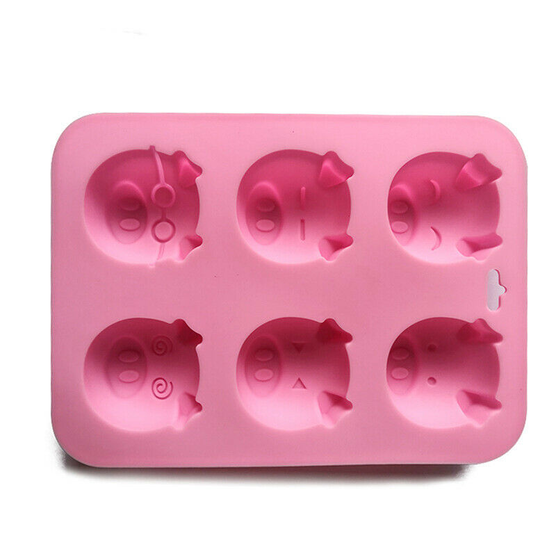 6 Holes Littles Pig Shape Cake Mould Pink Silicone Candy Mold DIY Baking TooBDA